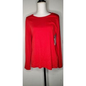 Charter Club Long Sleeve Crew Neck T-Shirt  L Red
